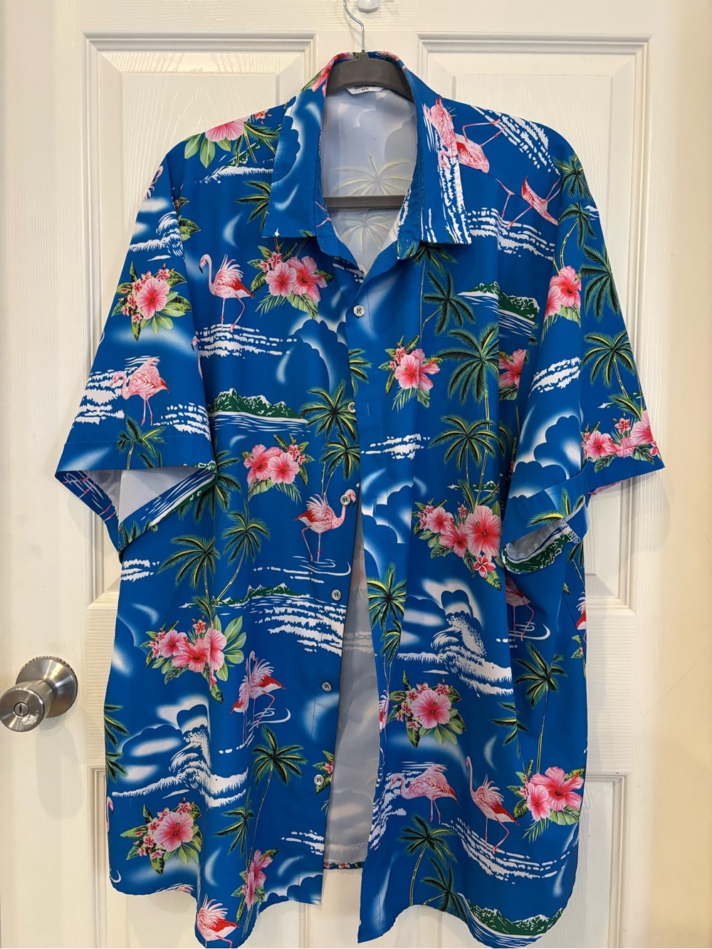Vibrant Blue Tropical Flamingo Hawaiian Shirt